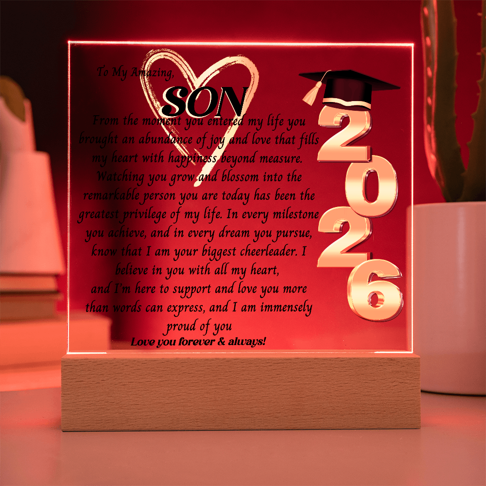 Graduation Gift For, So Proud Of You Acrylic Plaque Promotion Gift, Gift for Son, Grad Gift, Achievement Gift, Gift from mom, Gift From Dad
