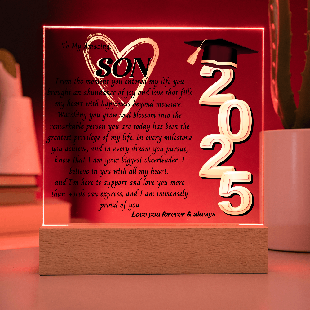 Son Graduation Gift-So Proud Of You Acrylic Plaque Promotion Gift, Gift for Son, Grad Son Gift, Christmas Gift, Gift from mom, gift from Dad