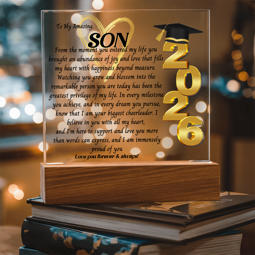 Graduation Gift For, So Proud Of You Acrylic Plaque Promotion Gift, Gift for Son, Grad Gift, Achievement Gift, Gift from mom, Gift From Dad
