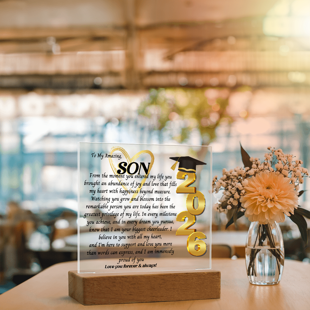 Graduation Gift For, So Proud Of You Acrylic Plaque Promotion Gift, Gift for Son, Grad Gift, Achievement Gift, Gift from mom, Gift From Dad