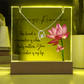 Dainty Gold Heart Necklace and LED Acrylic Jewelry Holder with Sentimental Message Gift for Loved One Jewelry Gifts for Her